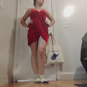 SHEIN Red Velvet Mini Dress